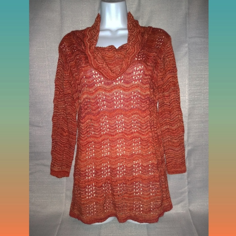 COLDWATER CREEK cowl neck open knit sweater